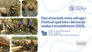 Poziv na Dan otvorenih vrata udruga i Festival sportske rekreacije osoba s invaliditetom 2026.